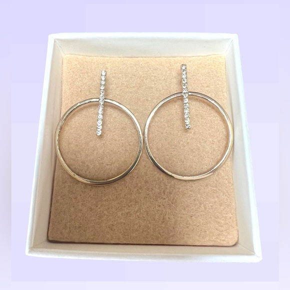 Baublebar gold and pave crystal hoop earrings - Picture 2 of 2